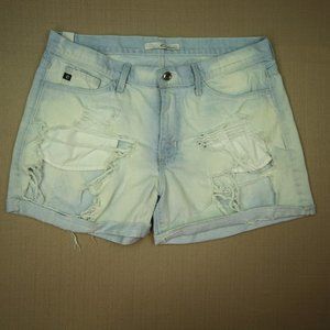 KanCan Mid Rise Boyfriend Jean Shorts Women's Size 29 Light Wash Destroyed Denim